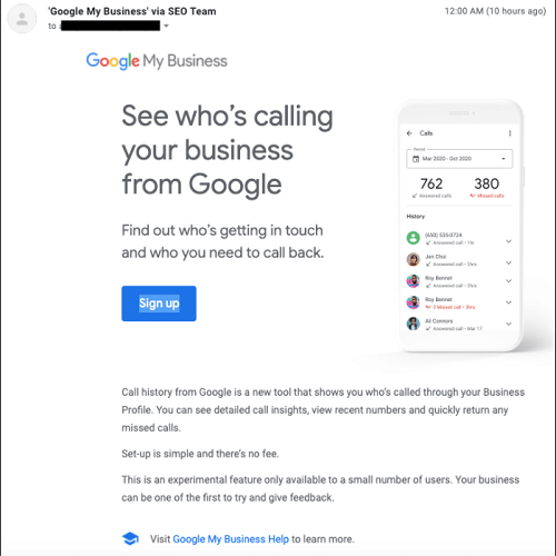 Call Data Is Now Shown In Google My Business Call History Feature
